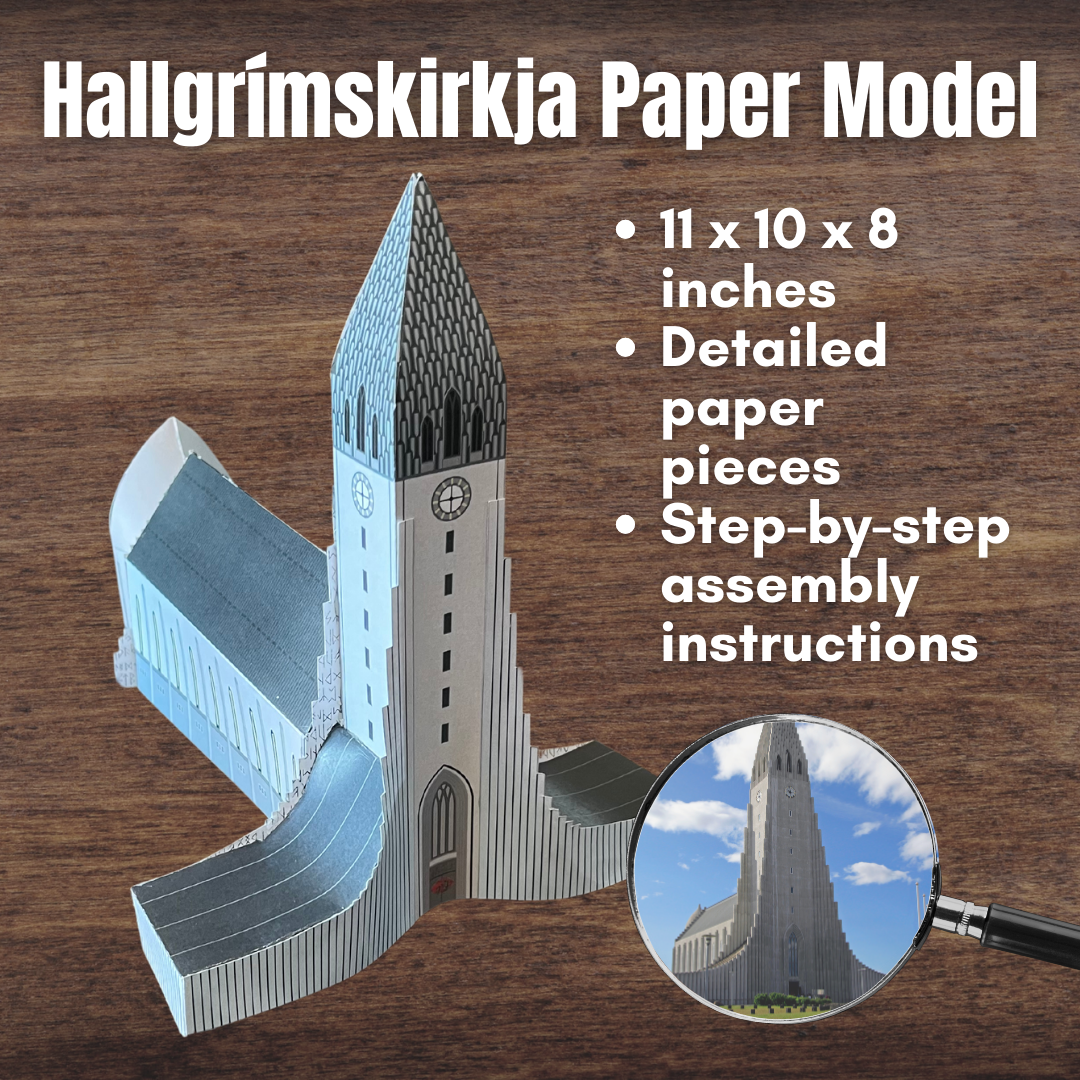 3D Paper Model HALLGRIMSKIRKJA in Reykjavík ICELAND Diorama Church