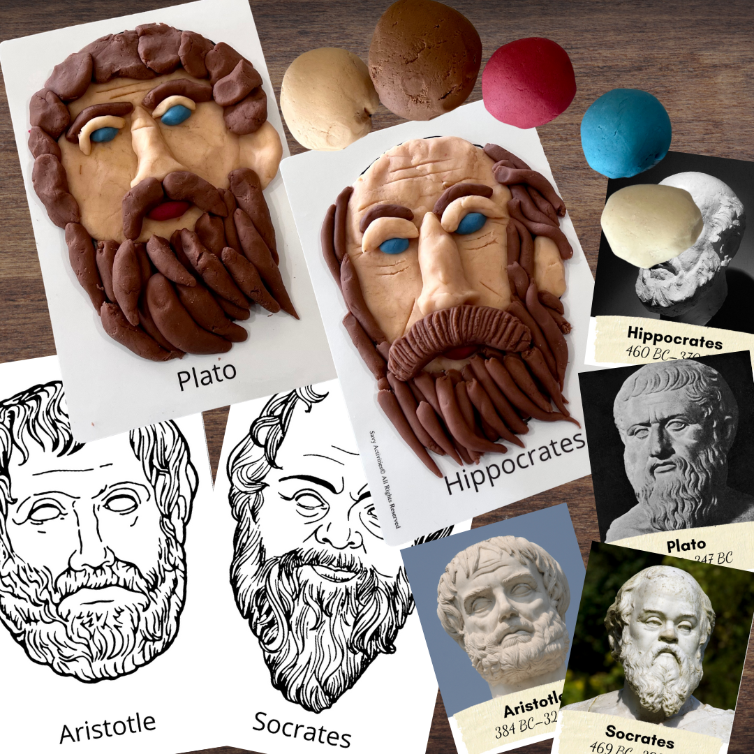 Ancient Greek GREECE Philosophers PLATO Play Dough Mats w Color Info