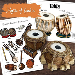 INDIA Coconut TABLA Drum Craft Musical Instrument Poster w/Instructions ASIA