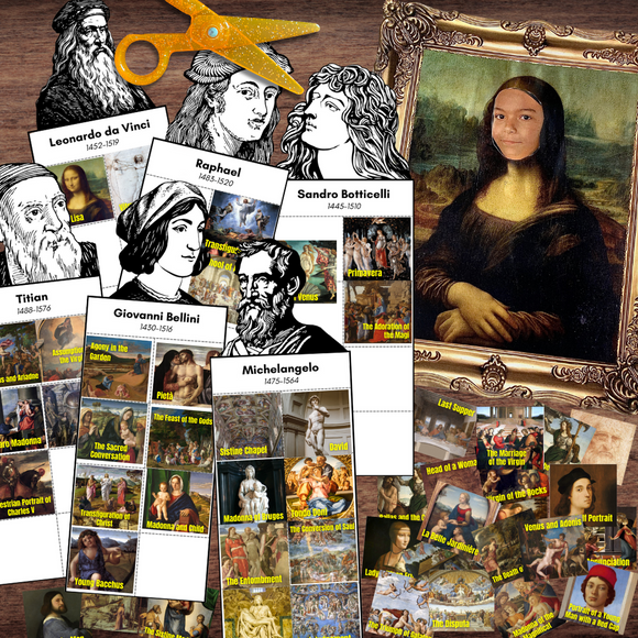ITALY Italian Art Renaissance Artist Matching, Michelangelo Painting, Mona Lisa Self Portrait | Mini Study