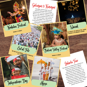 INDONESIA Indonesian Festival Info Cards - Asia Holidays & Balinese Calendar Coloring