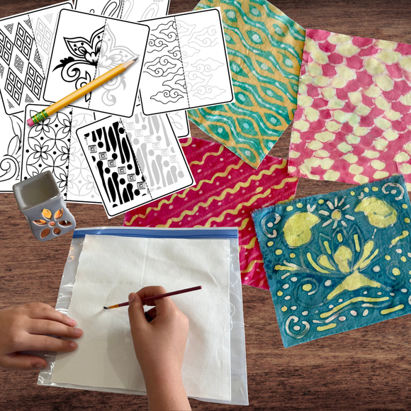 INDONESIA Asia Traditional BATIK Fabric Process Art Activity & Design Tracing Cards