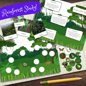 RAINFOREST Habitat Biome Study Montessori 3-Part Cards & Matching Puzzle Activity