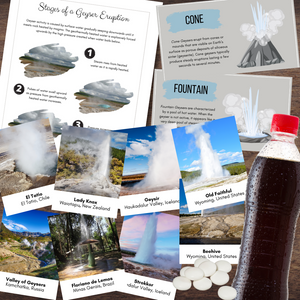 Montessori-Inspired Geyser Mini-Study w/Science Experiment Full Color Cards & Types