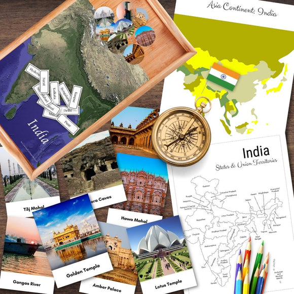 INDIA Asia Country Geography Landmarks, States, Cities, Map Continent Pinning