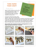 Torn Paper TIGER Craft Activity - Tiger Outline & Instructions w/Species Poster