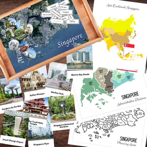 SINGAPORE Asia Country Geography Landmarks, Planning & Administrative Districts, Map Continent Pinning