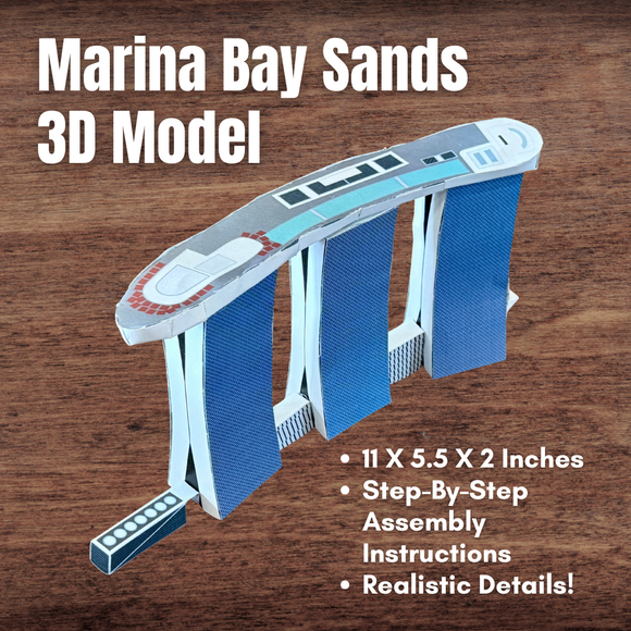 3D Paper Model SINGAPORE Asian MARINA BAY SANDS Landmark Diorama *Realistic* w/Assembly Instructions!
