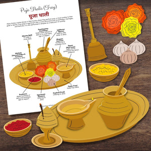 PUJA Pooja Service Set Matching Activity w/Poster - Learning Hindu Hinduism