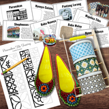 ASIA Peranakan Study Singapore Peoples Flip Book, Tiffin Container,  Kasut Manek & Tile Tracing