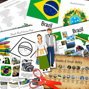 Montessori-Inspired BRAZIL Info Poster, History Timeline, Fun Facts & Flag