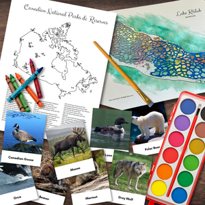 CANADA Canadian National Park Poster, Lake Khiluk Craft, Fauna 3-Part Cards