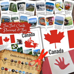 CANADA Canadian Information Poster, Timeline, Fun Facts Cards, Flag & Flag Craft