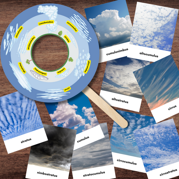 *FREEBIE* CLOUD Formations & Types - Interactive Frame Tool & Full Color Montessori-Inspired 3-Part Cards