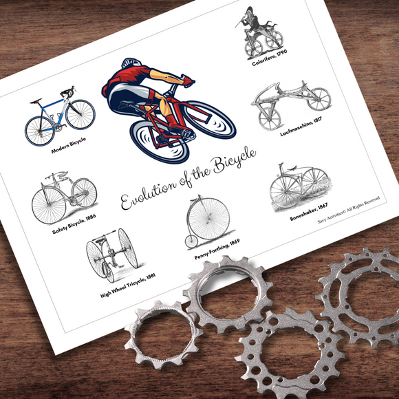 *FREEBIE* Invention & Evolution of the Bicycle Color Poster w/High Quality Illustrations