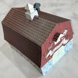 Country "White Christmas" Ski Lodge Barn Inspired 3D Paper House Model Diorama w/Instructions