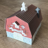 Country "White Christmas" Ski Lodge Barn Inspired 3D Paper House Model Diorama w/Instructions