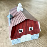 Country "White Christmas" Ski Lodge Barn Inspired 3D Paper House Model Diorama w/Instructions