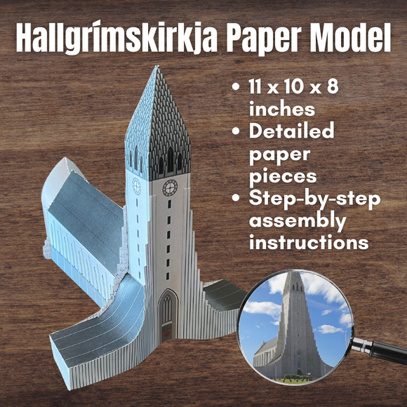 3D Paper Model HALLGRIMSKIRKJA in Reykjavík ICELAND Diorama Church w/Instructions