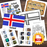 ICELAND Icelandic Fun Fact Cards History Timeline Coat of Arms & Info Poster Europe Study