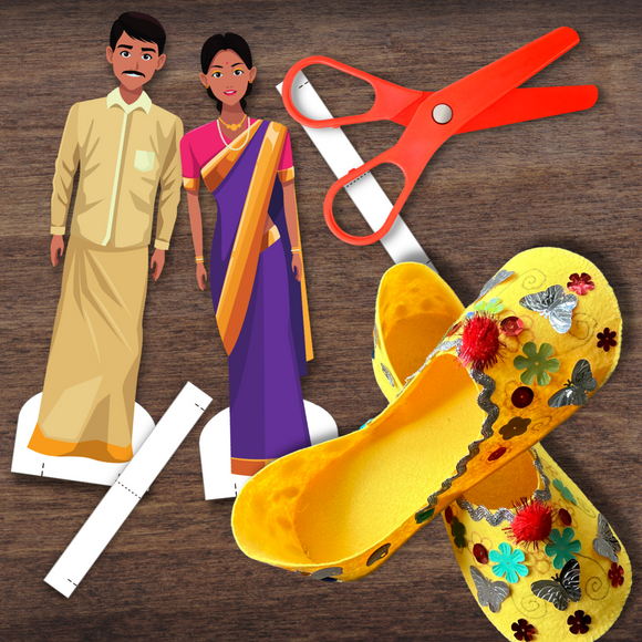 INDIA Traditional Clothing Paper-doll Set & Jutti Shoes Craft