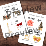 Indonesian Asian Language EIGHT Phrases Phase Flash Cards Illustrated *Full Color*