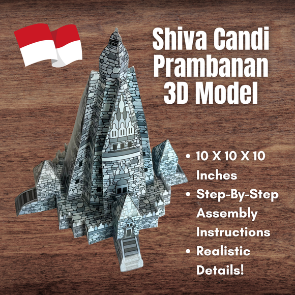 INDONESIA Shiva Candi Prambanan Printable 3D Paper Model Diorama Asia