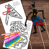 Indonesian WEYANG KULIT Shadow Puppets Craft Activity | 4 Puppet Designs + Theater