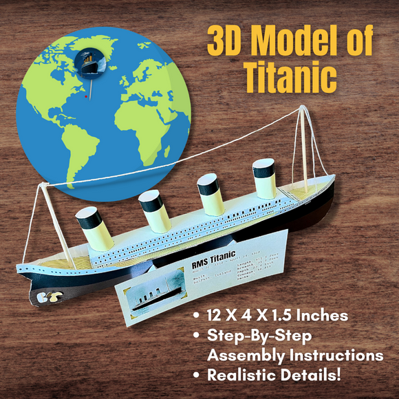 3D Paper Model of HMS TITANIC Ship w/Stand *Detailed* w/Instructions