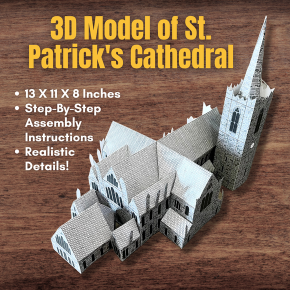 3D Paper Model ST. PATRICK'S Cathedral Dublin Diorama IRELAND w/Instructions