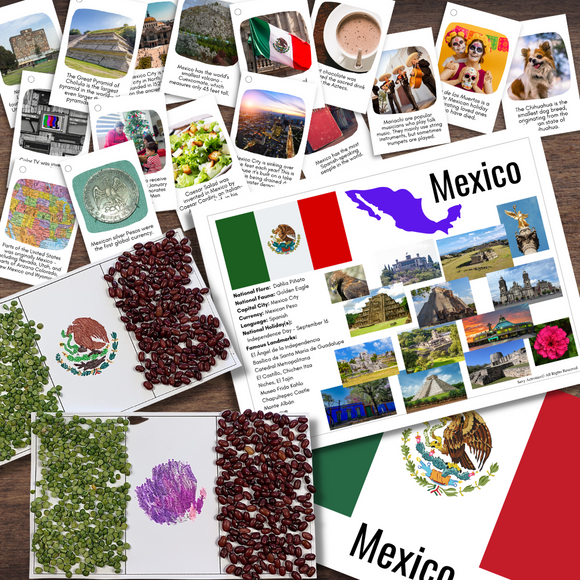 MEXICO Mexican Information Poster, Fun Facts Cards, Flag & Flag Craft
