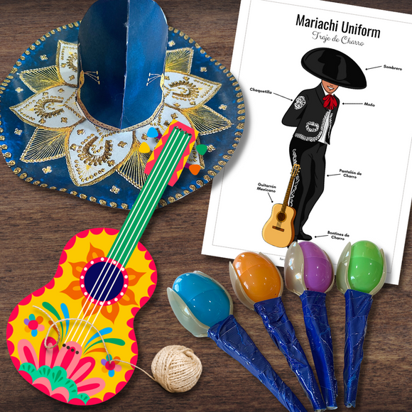 Mexican Music MEXICO Mariachi Paper Sombrero Guitar Maracas & Poster Crafts