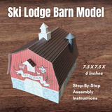 Country "White Christmas" Ski Lodge Barn Inspired 3D Paper House Model Diorama w/Instructions