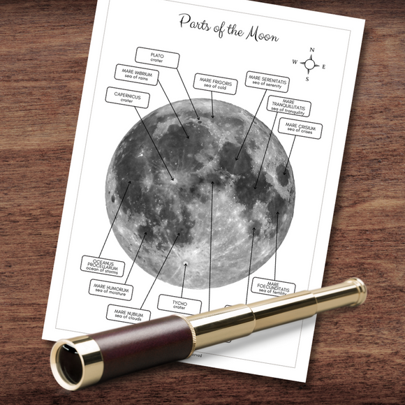 *FREEBIE* Montessori-Inspired MOON Geography Labeling Activity w/Near Side View