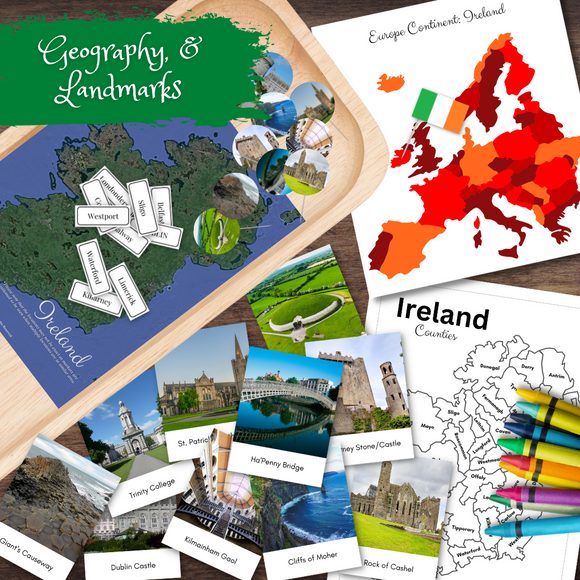 IRELAND Irish Geography Landmarks, Regions, Cities, Map Continent Study