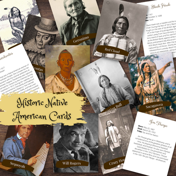 Historic Native American Indian First People Info Flash Cards