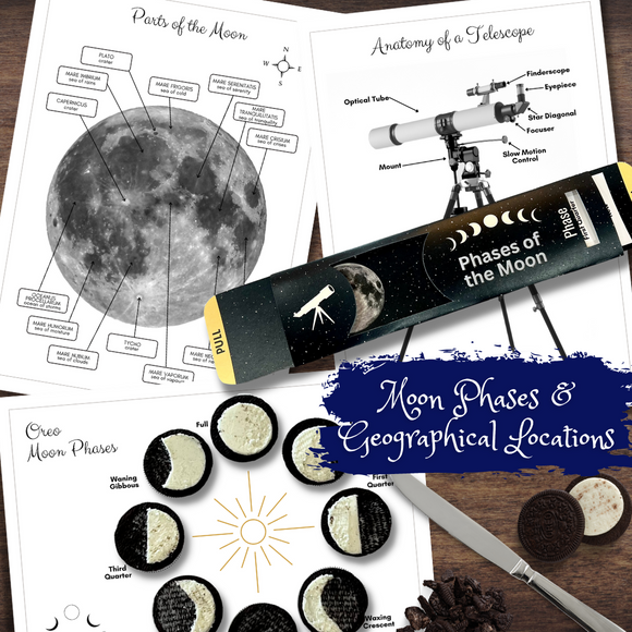PHASES OF THE MOON Slider, Moon Geography & Oreo Activity