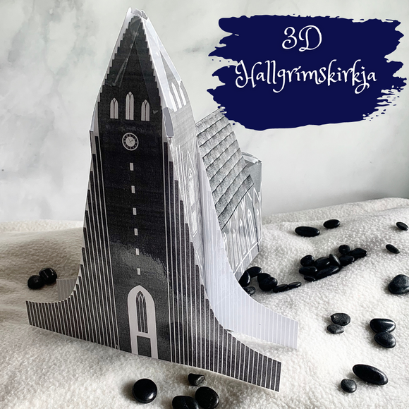 Iceland Hallgrímskirkja Church Printable 3D Paper Model Diorama Icelandic