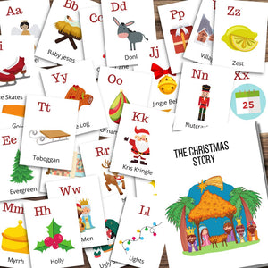 CHRISTMAS Holiday ABC Alphabet Cards & Mini-Book Xmas Story!