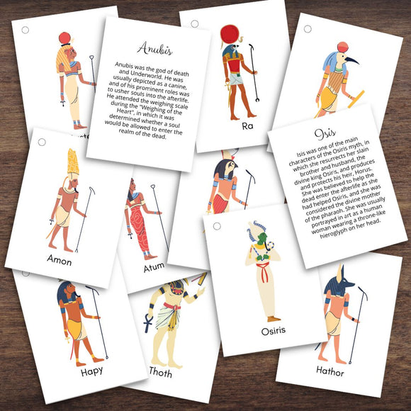 Ancient EGYPT Egyptian Gods Mythical Information Cards Flashcards Color