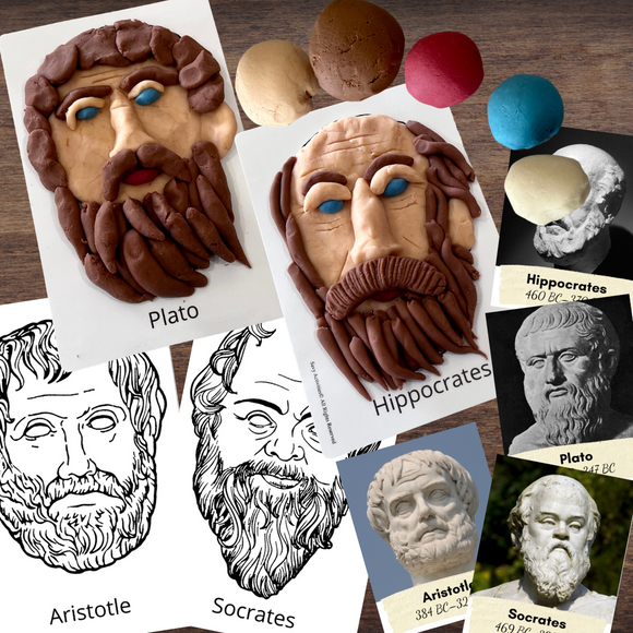 Ancient Greek GREECE Philosophers PLATO (Play-Dough) Mats w/Color Info Cards
