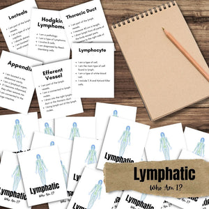 LYMPHATIC System Anatomy & Physiology Card Game  Who Am I? - 36 Cards