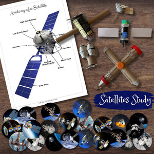 SPACE Themed Satellite Poster, Matching Cards & Hands-on Craft Activity