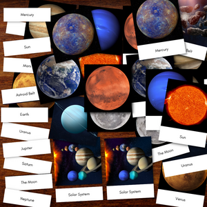 SPACE Planets Solar System Flashcards Map Poster 3-Part Cards BUNDLE
